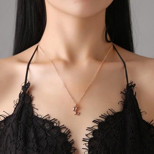 Creative Necklace Simple Rose Gold Pendant Necklace Antler Christmas Jewelry Gift Small elk Necklace Women Jewelry Gift SP-56