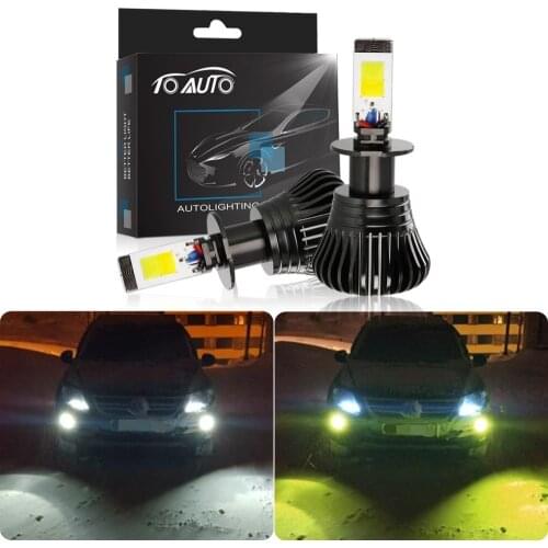 2Pcs 12V H11 Led H1 H3 H7 H8 HB3 9005 HB4 9006 Led Bulb H27 880 881 Car Dual Color Fog Light Auto Lamp 2800LM 3000K & 6000K