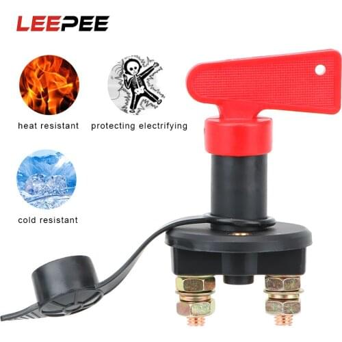 LEEPEE Car Battery Disconnect Switch For Truck Marine ATV 1 Removable Keys Cut Off Kill Switch Power Isolator Accessories