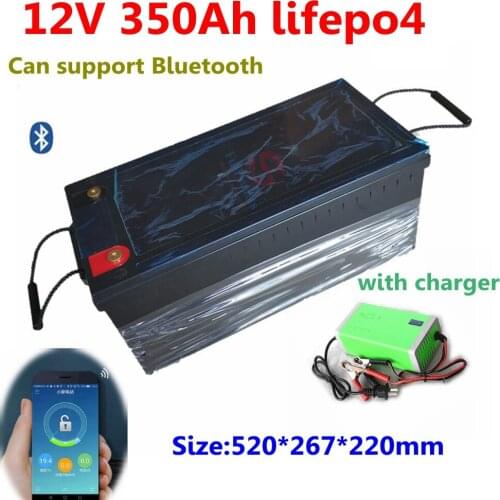 12V 350AH Lifepo4 lithium battery bluetooth BMS APP 4S 12.8V for inverter Solar energy caravan UPS EV boat +20A Charger