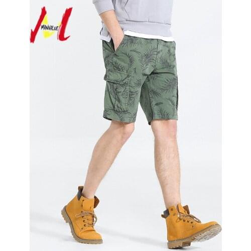 MANVALUE New Summer Mens Shorts Plant Camouflage Printing Euramerican Water-washed Recreational Multi-pocket Leisure Shorts