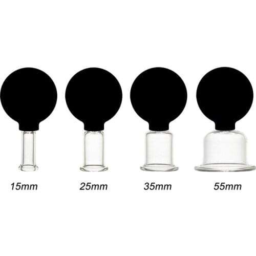 Cupping Set Anti Cellulite Vacuum Massage Suction Glass Cupping Set of 4 - Facial Rejuva Cup