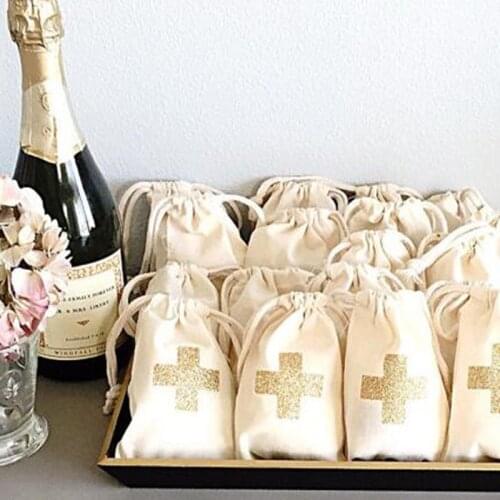 Gold glitter cross wedding Hangover Kit jewelry favor Bags Bachelorette hen bridal shower Champagne Party gift bag