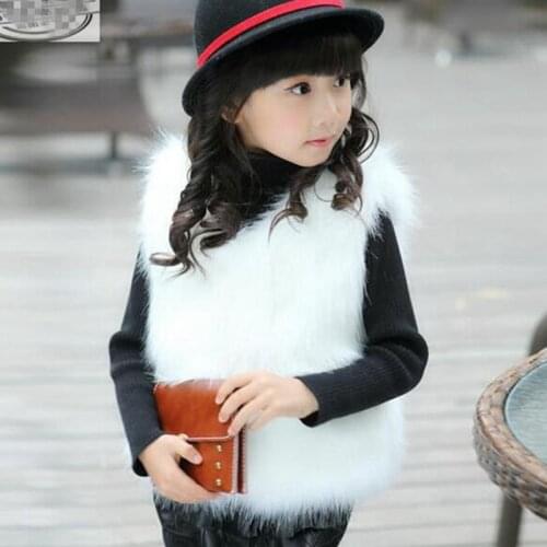 2017 Fashion New Baby GirlS Vest Tops Autumn Winter Coat Elegant Girl Vests Kids Tan Faux Fur Wool Childrens Outerwear WT23