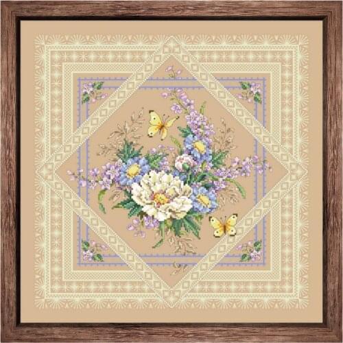 Flowers And Lace cross stitch kit butterfly cotton thread 18ct 14ct 11ct linen flaxen canvas stitching embroidery DIY
