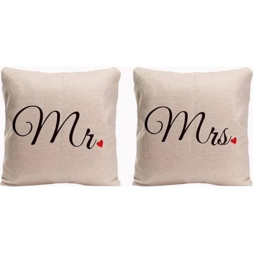 Mr. Mrs. Pillowcases Valentines Day Anniversary Gifts & Wedding Decoration For Couples & Lover Cushion Covers
