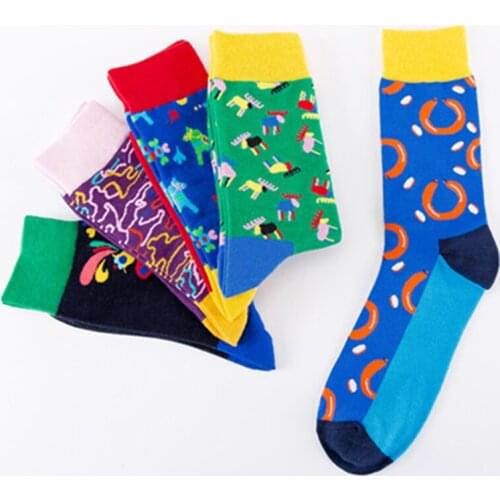 Men Happy Socks Funny Watermelon Beer Crocodile Unisex Wear Wedding Gifts for Women Sock Cotton Warm Men Dress Cool Long Socks