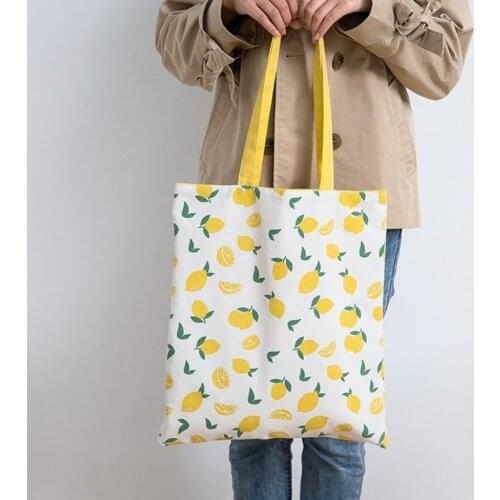 New Millet Wheat Fabric Double-sided Dual-use Shoulder Bags Cotton Linen Pocket Handbag Shopping Bag Female Canvas Cloth Totes