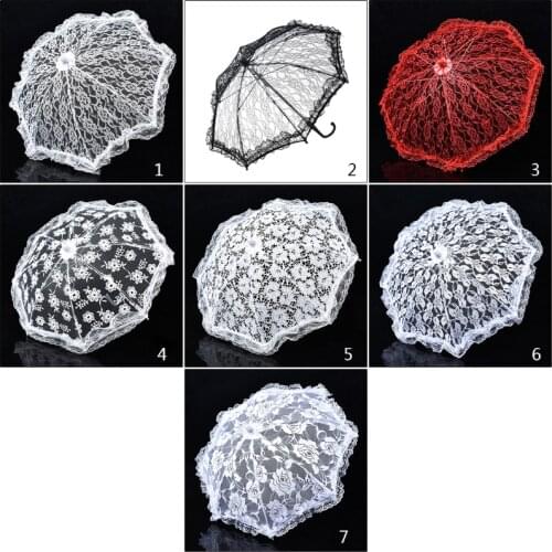 New 42cm Mini Vintage Lace Umbrella Small Wedding Umbrella for Bride Wedding Gift Kids Stage Performance Decoration 7 Styles