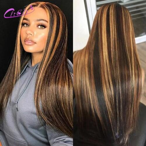 Highlight Wig Human Hair Ombre Honey Blonde Hd 4x4 Straight Closure Wig Pre Plucked Brazilian 13x4 Highlighted Lace Frontal Wig