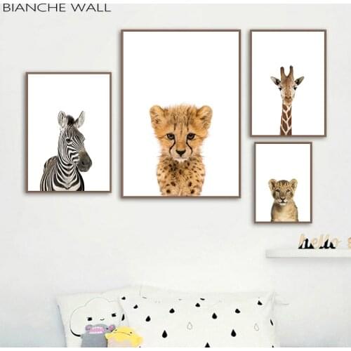 Giraffe Lion Zebra Cub Poster Animal Wall Canvas Art Wall Art Poster Nordic Style Print Painting Nature Decoration Pictures