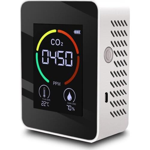3-in-1 CO2 Detector Air Quality Monitor Portable Carbon Dioxide Detector LCD Display Temperature Humidity Meter TVOC Detection