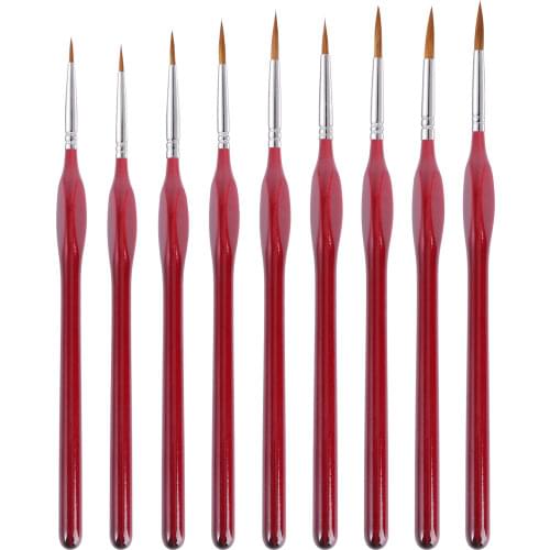 Professional Wolf Fine Tip Nylon Hair Detail Paint Brush Set Fine Detailing Painting Drawing Brush Painting Pen Art Supplies