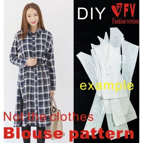 Sewing drawings female soil casual long style split shirt dress 1:1 garment structure pattern BCY-55