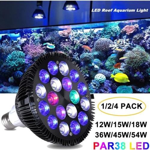 1/2/3/4 Pack LED Aquarium Light Bulb PAR38 SPOT Light Bulb 12W-54W LED Aquarium Lighting Bulb Full Spectrum for Fish Tank D30