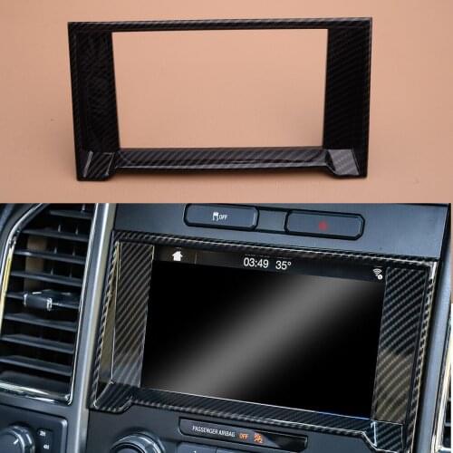 Carbon Fiber Texture Central Dashboard Navigation GPS Radio Frame Trim Cover Decoration fit for Ford F150 2015
