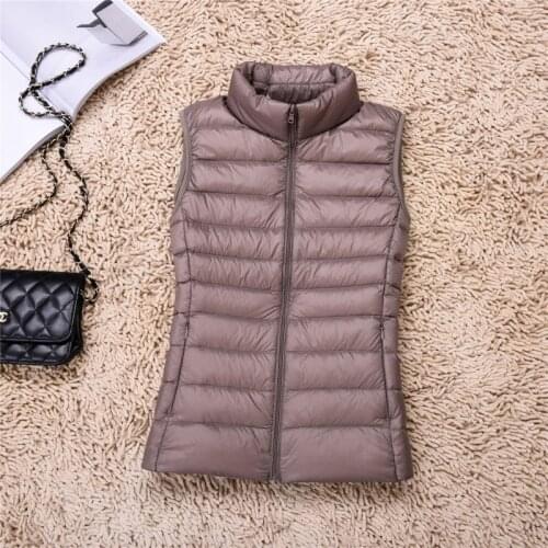 Ultra Light Slim Down Coat Women Winter Stand Collar Thin Jacket Windproof Padded Waistcoat Sleeveless Portable Duck Down Vest