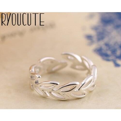 Vintage Silver Color Hollow Leaf Rings for Women Adjustable Size Rings For Men Girls Open Jewelry