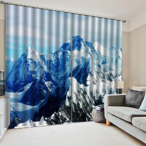 High mountain curtains Beautiful Photo Fashion Customized 3D Curtains beautiful scenery snow curtain
