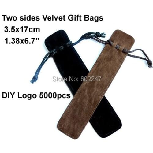 High quality Velvet Gift Bags Wholesales, DIY Custom logo velvet pen packing Bags, 3.5x17cm bags