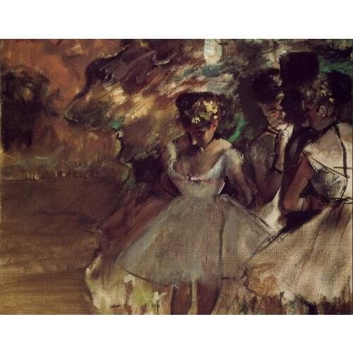 High quality Oil painting Canvas Reproductions Three Dancers behind the Scenes (1880-1885) By Edgar Degas hand painted