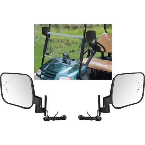 Golf Cart Rear View Mirror with LED Turn Signal | Golf Cart Side Mirror with LED trun Signal Fits EZ-GO Club Car Yamaha etc Most