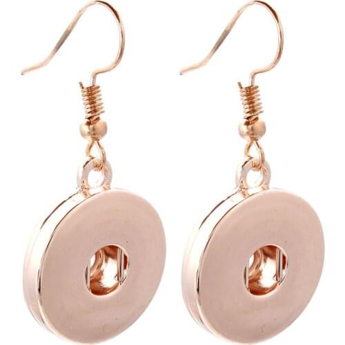 New Rose Gold Earrings Metal Snap Drop Earrings Fashion Snaps Button Earrings Fit 18mm Snaps Jewelry For Women Girls Jewelry