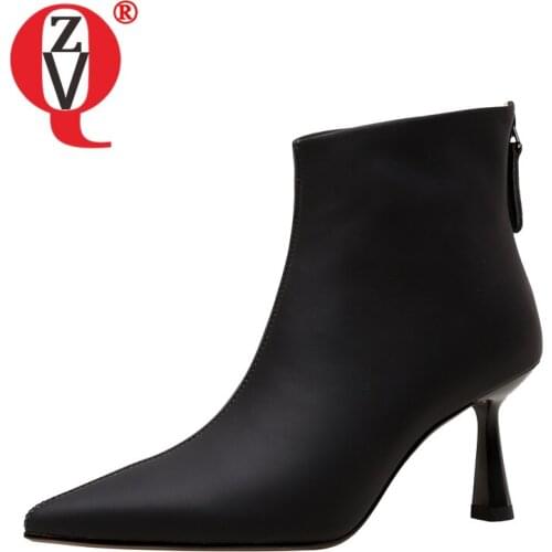 ZVQ Women winter Fashion Leisure Good Qualtiy short boots Pointed Toe Solid color Concise Comfortable office lady ventilation