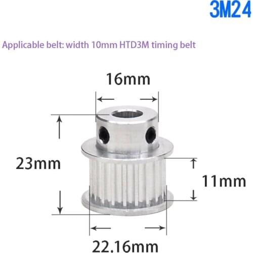 1Pcs BF-type 24 Teeth 3M Timing Belt Pulley Slot Width 11mm Bore 5mm-10mm For 10mm Belt CNC Machine/Step Motor