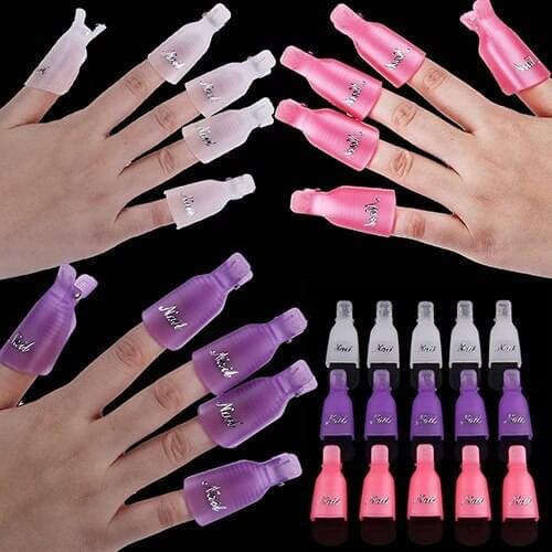 10Pcs womens Nail Beauty Plastic Nail Art Soak Off Clip Cap UV Gel Polish Remover Wrap Tool