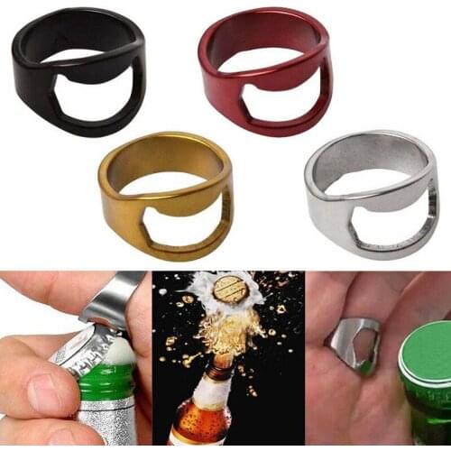 2pcs Mini Bottle Opener Stainless Steel Finger Ring Ring-shape Bottle Beer Cap Opening Remover Kitchen Gadgets Outdoor Tools