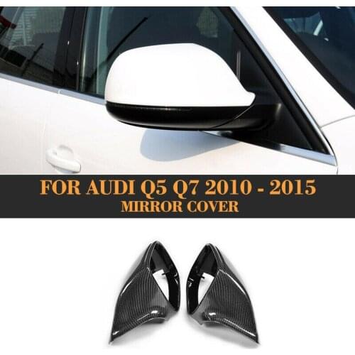 2* Carbon Fiber Side Door Wing Mirror Replacment Cap Cover Fit For Audi Q5 Q7 2009-17