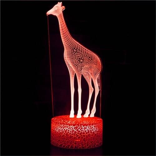 3D animal giraffe holographic night light colorful night children touch USB table Lampala light sleep decoration Christmas gift