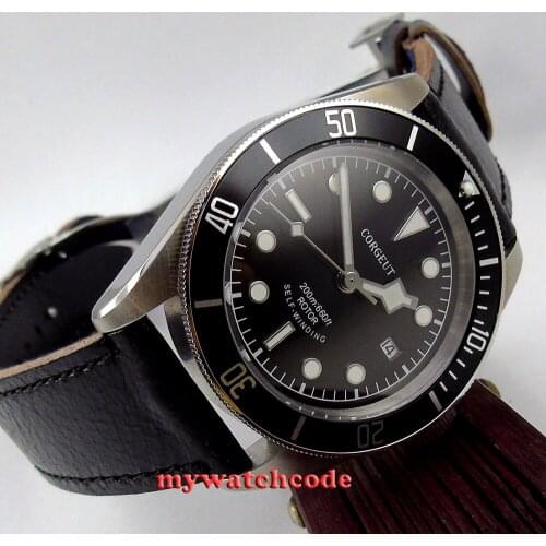 41mm corgeut black dial Sapphire Glass waterproof 20atm miyota 8215 automatic diving mens Watch C7