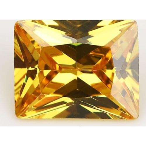 50PCS 2x4~13x18mm Rectangle Shape Princess Cut AAAAA Golden Yellow Loose Cubic Zirconia Gems CZ Stone For Jewelry Diy Stone