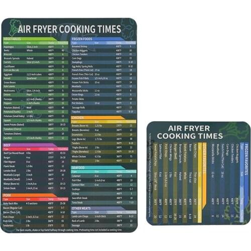 Accessories Cooking Time, Air Fryer Diagram Magnet Plate-Quick Reference Guide for Cooking and Frying