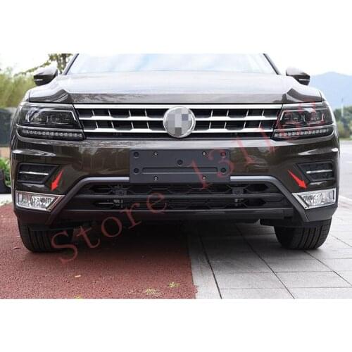 Car ABS Chrome Front down Fog Lamp Trim Cover For VW tiguan 2017 2018 Car Styling