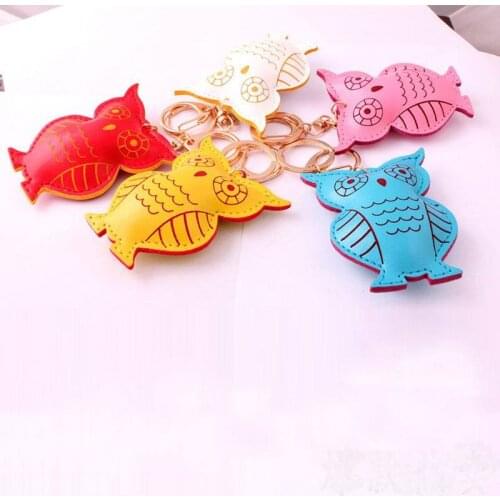 FREE SHIPPING BY DHL 200pcs/lot 2015 New PU Owl Keychains Leather Owl Shaped Keyrings Novelty Gifts