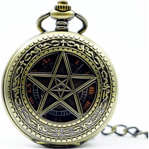 Retro Watch Steampunk Skeleton Mechanical Fob Pocket Watch Pendant Hand-winding Roman Number Clock Men Women Chain PJX1225