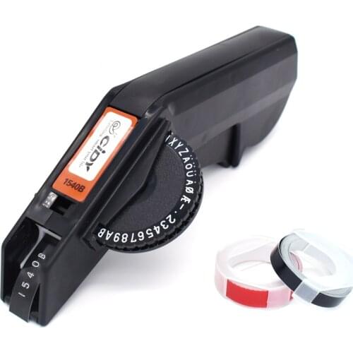 Black Embossing Label Maker with 9mm 12mm label maker tape for MOTEX E101 Mini Label Printer Alphabet printer machine Typewriter