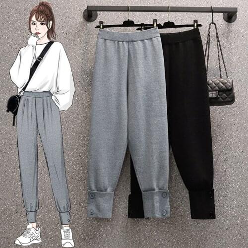 Black Haroun Plus Large Size Oversize Korean Vintage Autumn WomenS Clothing High Waist Trousers Fashion Pants For Girls