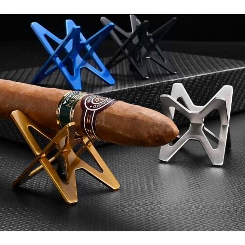 CIGARLOONG Cigar Holder Stainless Steel Cross Portable Cigarette Display Bracket Smoking Accessories