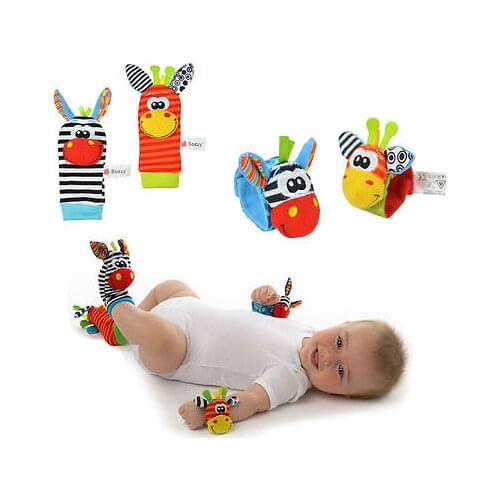 Baby Rattle Toys Garden Bug Wrist Rattle Foot Socks Animal Cute Cartoon Baby Socks Rattle Toys