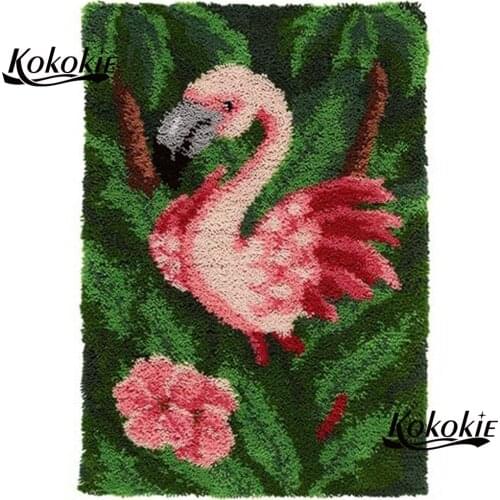 DIY latch hook rug tapestry kits 3d canvas printing flamingo foamiran for needlework accessories knooppakket klink haak kleed