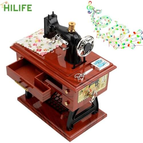 Home Decor Hand Crank Vintage Music Boxes Christmas Gift New Year Gift Birthday Gifts Mini Sewing Machine Style Music Box