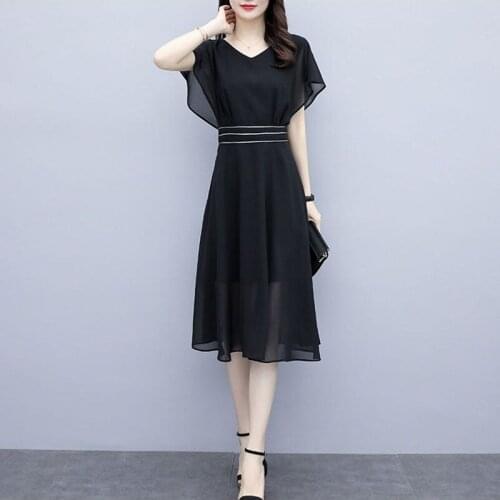 French Elegant Dress Women 2021 Summer Casual V Collar Butterfly Sleeve Chic Vintage Party Dress One-Piece Dress Korean aq455