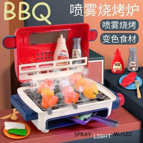 Electric Simulation Spray Barbecue Oven Lighting Music Food Color Changing Childrens Toys