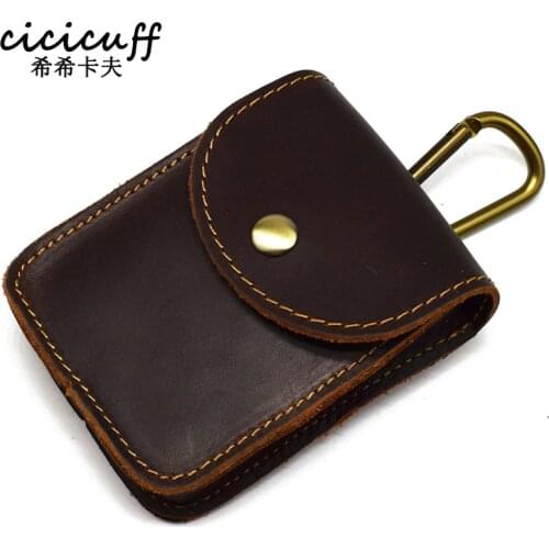 Genuine Leather Belt Keys Organizer Cigarette Case Waist Hanging Coin Storage Bag Crazy Horse Leather Card Case Car Key Wallet