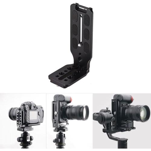 L Shape QR Quick Release Plate Vertical Shooting Bracket Aluminum Alloy with 1/4 Inch Screw for Canon Nikon Sony DSLR Camera