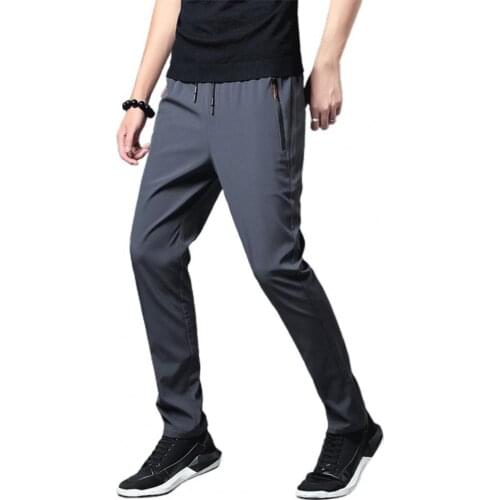 Men Pants Joggers Fitness Casual Quick Dry Outdoor Sweatpants Breathable Slim Elasticity Trouser Solid Color Thin Men Pants